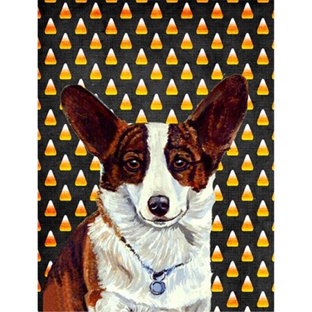 Carolines Treasures 28 x 40 in. Corgi Candy Corn Halloween Portrait House Size Canvas Flag LH9074CHF